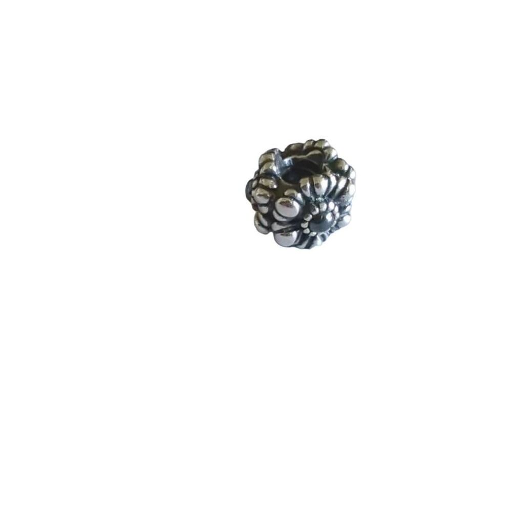 Pandora flower with hematite stones charm, 925 silver, EUC